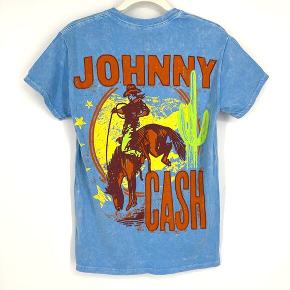 Officially Licensed Johnny Cash T-Shirt Blue Small Cotton NWOT - Picture 2 of 5